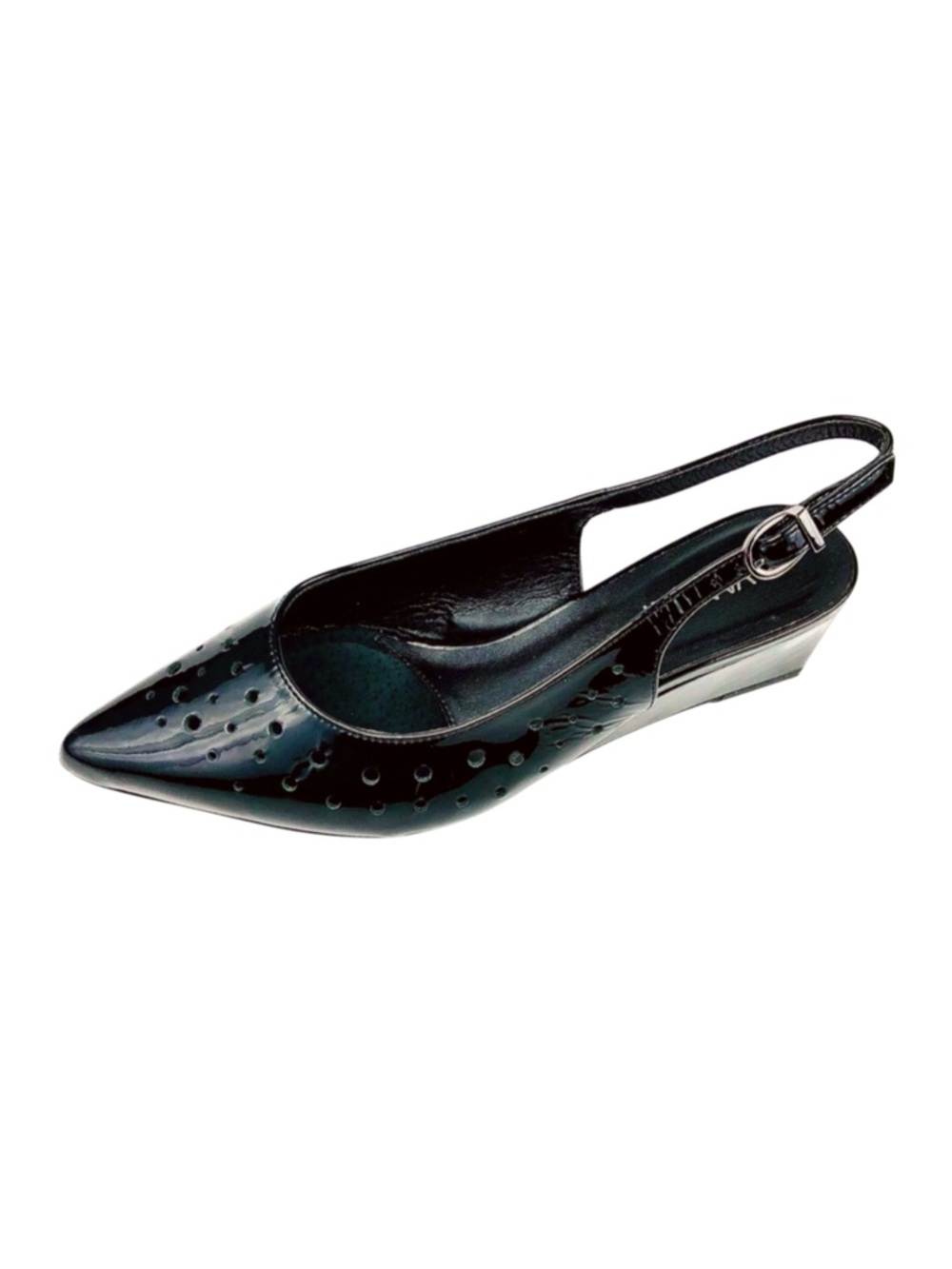 Vaneli Women Black Patent PointyToe Slingback 7.5W